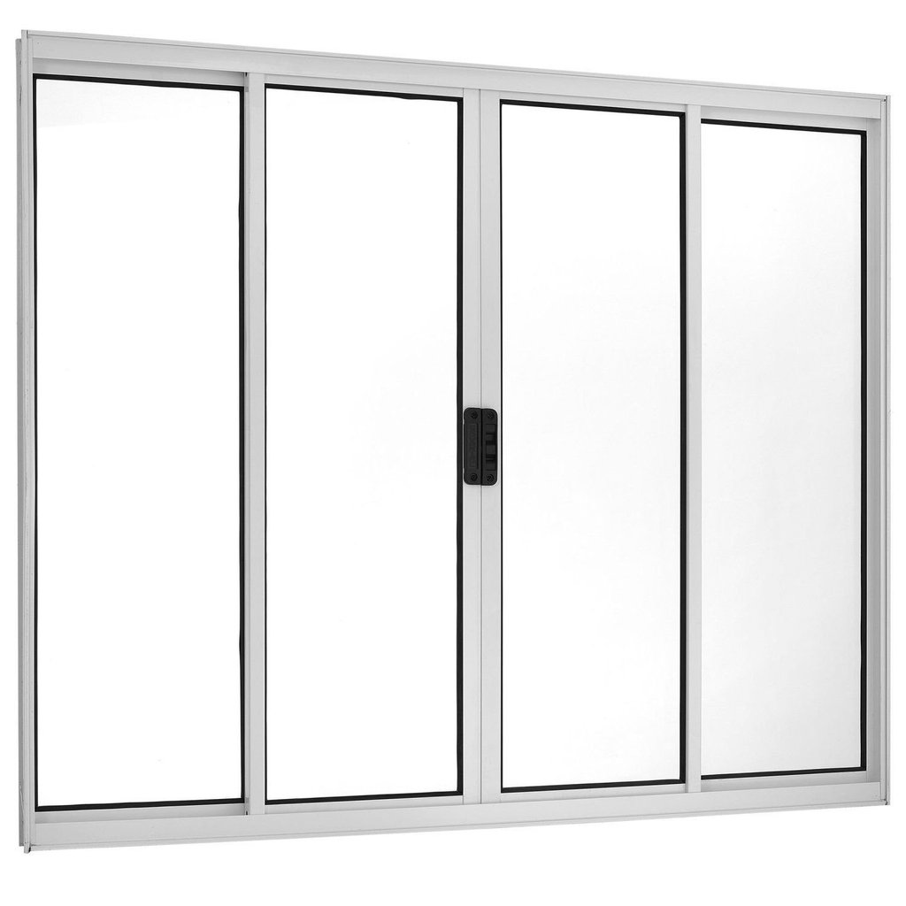 Janela de Alumínio de Correr 100x150cm 4 Folhas Central Ecosul Esquadrisul Branco