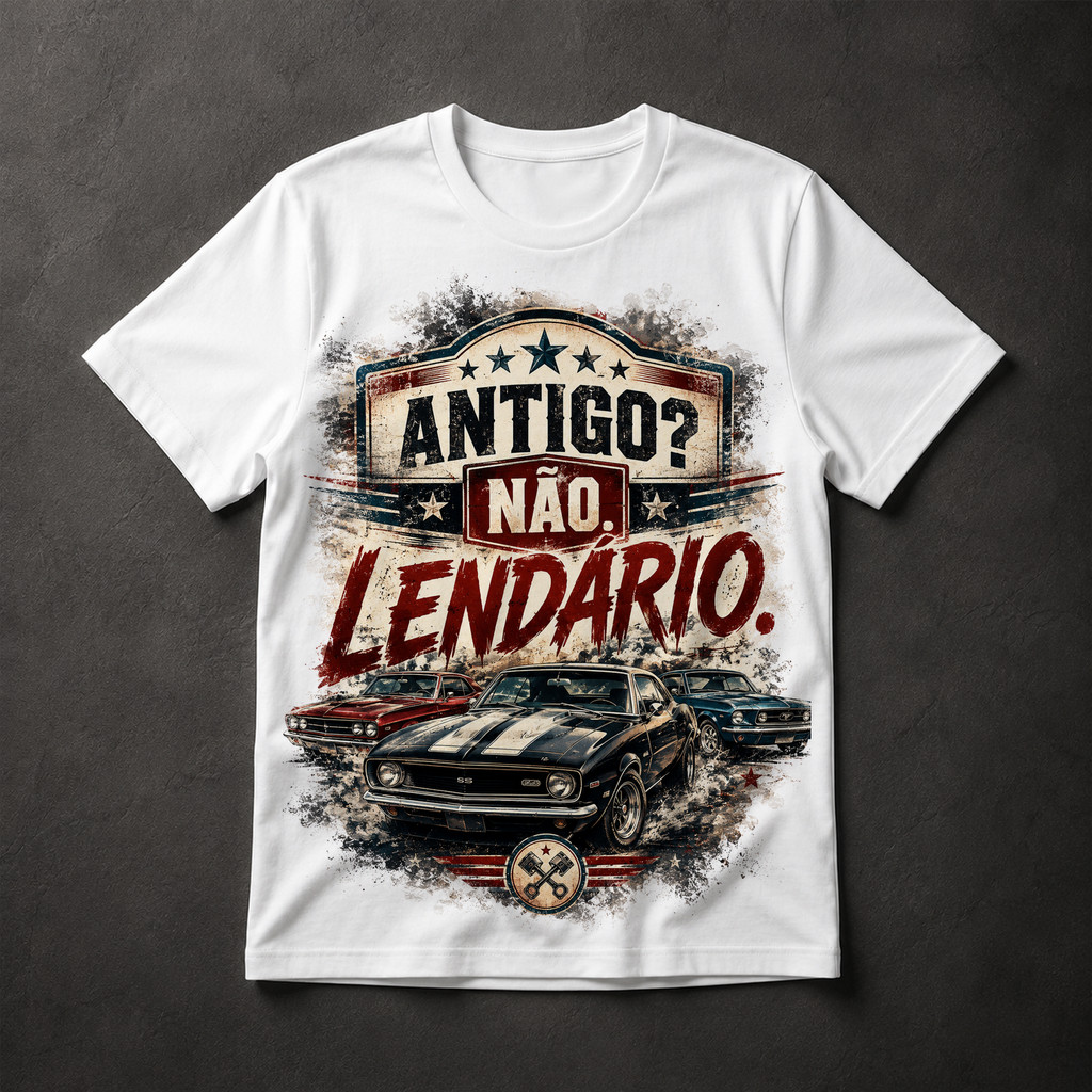Camiseta Masculina Antigo Não Lendário Muscle Car Vintage Carros Clássicos