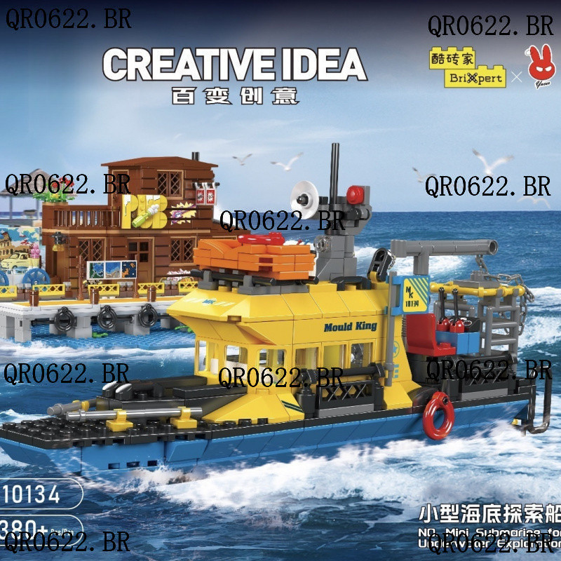 Pequeno navio de exploração submarina variedade blocos de construção criativos montagem brinquedos educativos