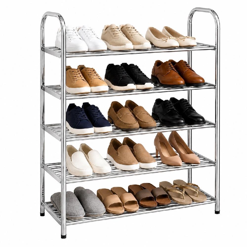 ESTANTE SAPATEIRA INOX 5 PRATELEIRA ORGANIZADORA DE SAPATOS 15 PARES ARMARIO DESMONTAVEL MODULAR RACK MULTIUSO