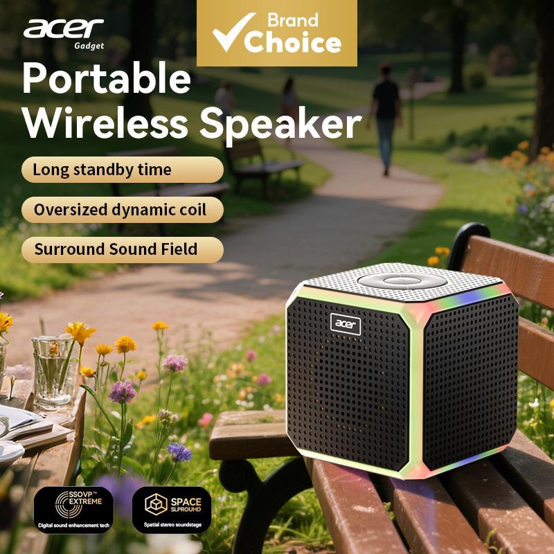 Caixa de Som Bluetooth Mini Portátil Acer OSK254 Original Grave Potente 8W Luz RGB Rádio FM AUX TF USB para Ambiente