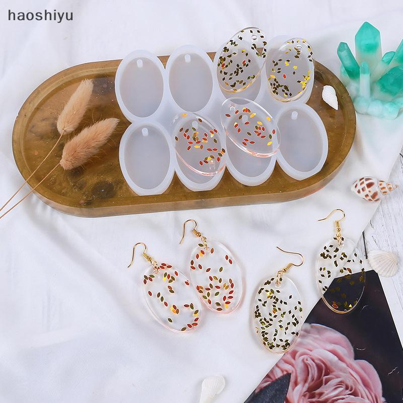 HAO 8/12 Pçs Redondo Oval Pingentes Molde De Resina DIY Brincos Epóxi Encantos Silicone Para Fazer Jóias Chaveiro Tag Fu