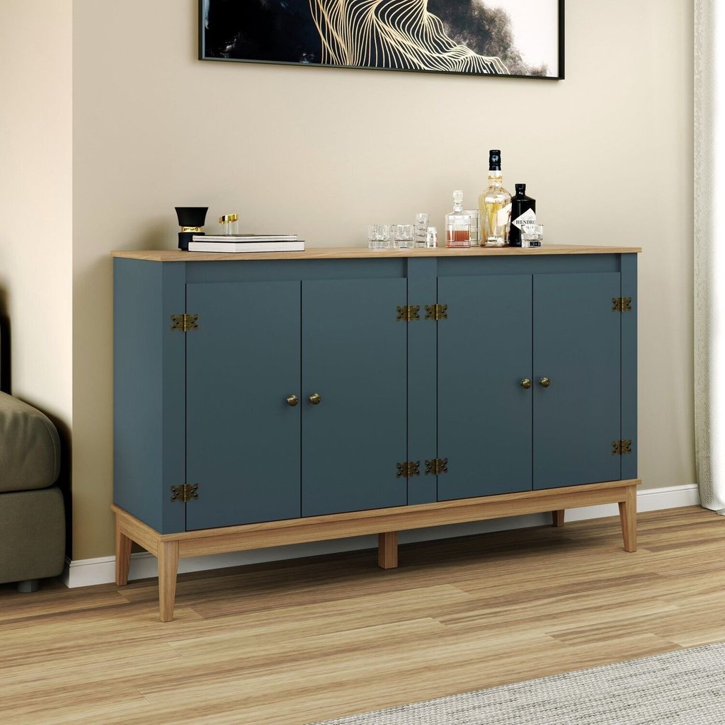 Aparador - Buffet Colonial 149x90x41 cm Cinza/Mel/Petroleo