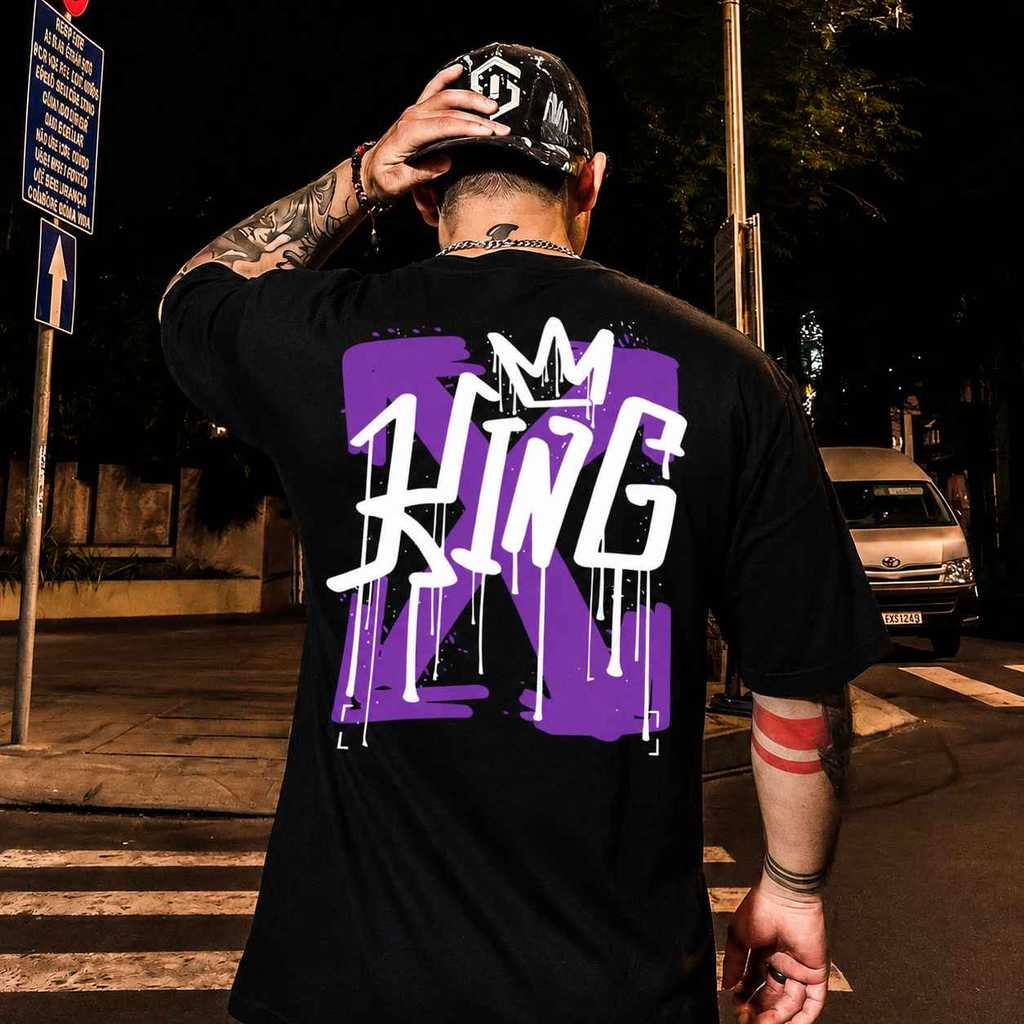 Camisa Estampada StreetWear King 100% Algodão Camiseta Casual Envio Imediato