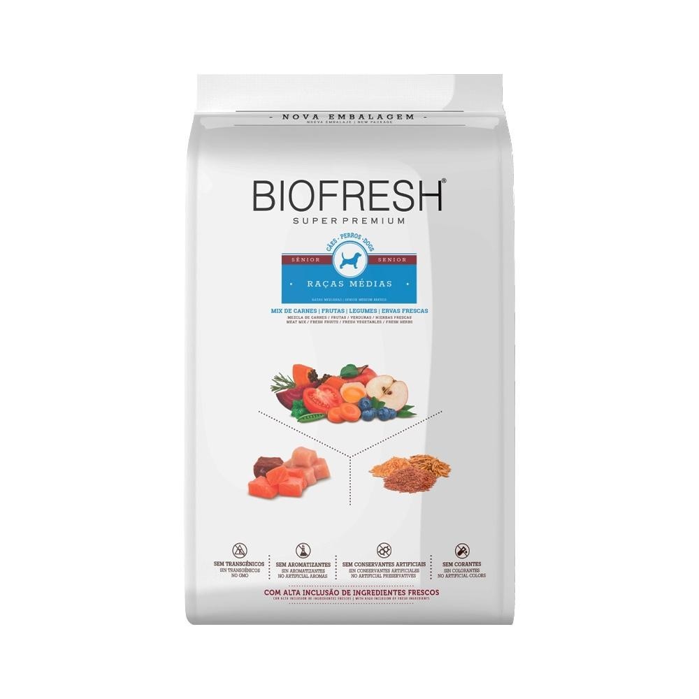 Ração Biofresh 10,1Kg Cães Sênior Raças Médias Mix Carnes