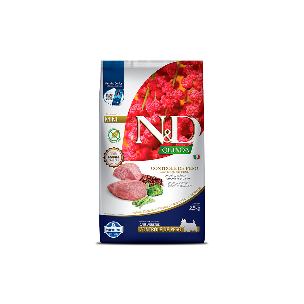 Ração 2,5kg N&D Quinoa Cães Adultos/ Mini Controle De Peso Suino 2,5Kg
