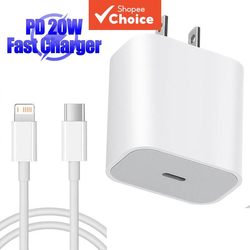 Carregador Rápido PD 20W com Plug EUA para iPad Mini Air iPhone 14 13 12 Mini 11 Pro Max XR X XS 8 7 Plus com Adaptador