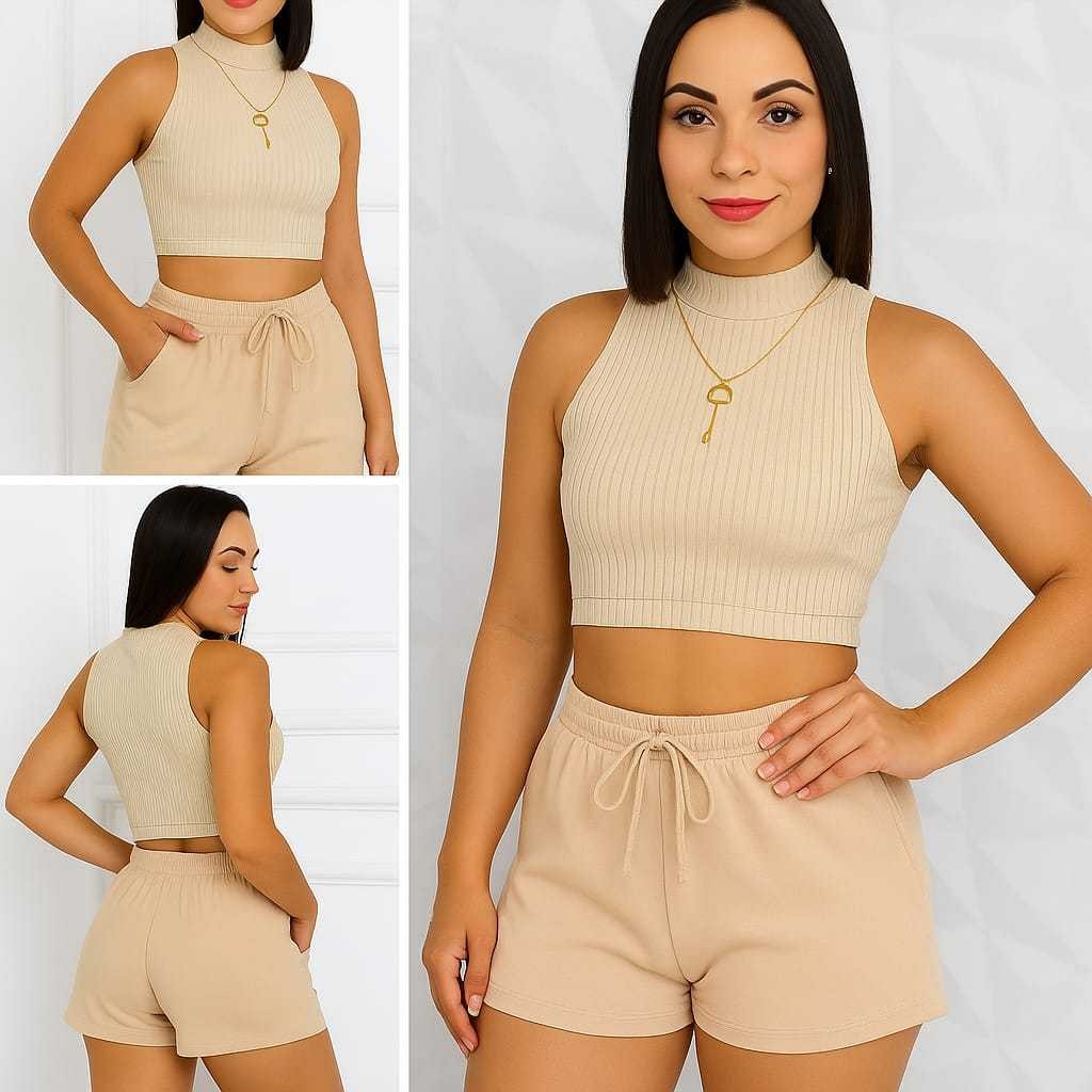 Short Bermuda Moletom Feminino Com Bolso Liso