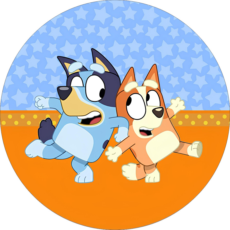 Painel Redondo Bluey e Bingo 150x150cm e 50x50cm | Festa Infantil | Tecido Premium | Frete Grátis | Vários Modelos