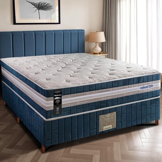 Cama Box Casal Colchão + Box 138x188x70 com Molas Ensacadas Robust 220 Azul Cama inBox em Oferta na Shopee
