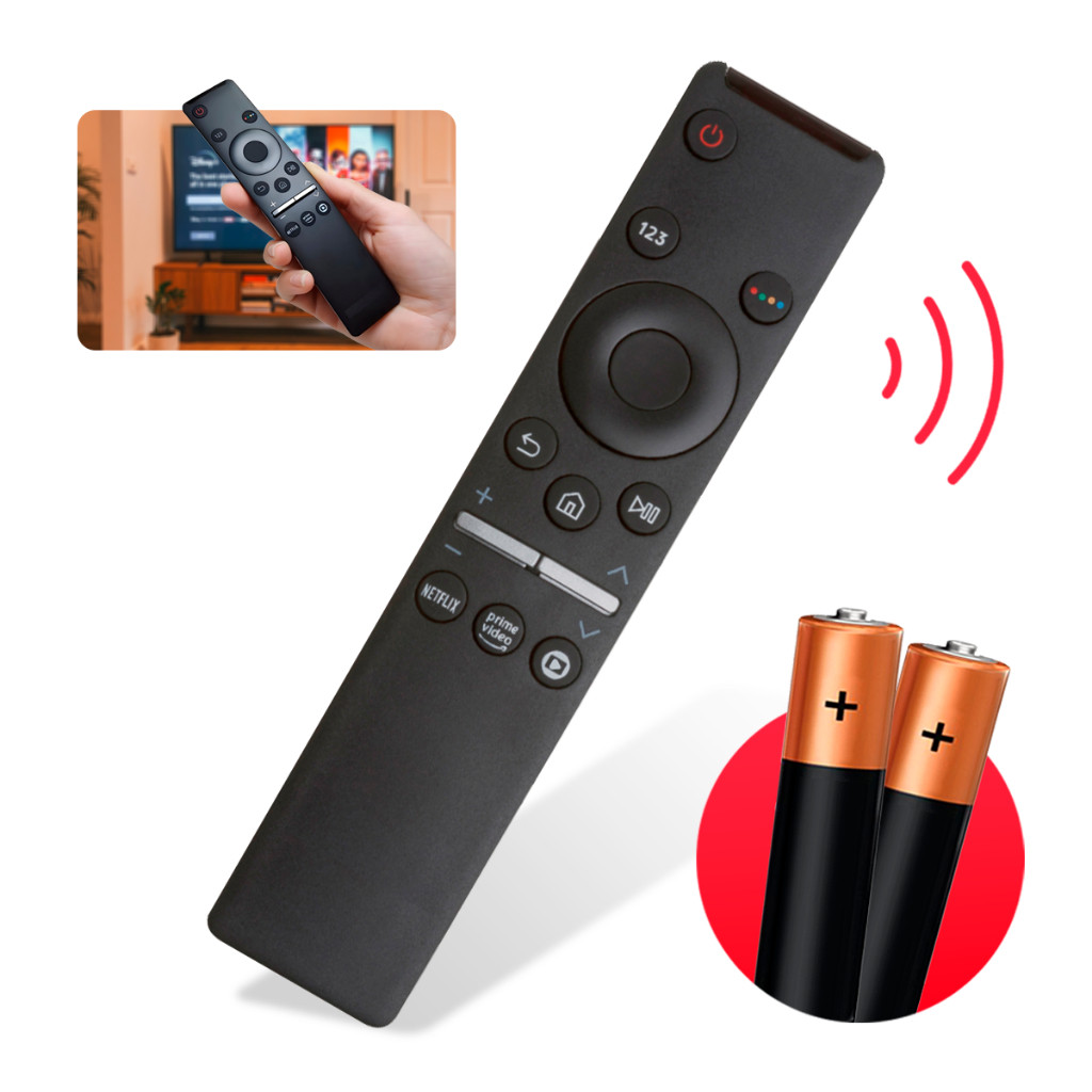 Controle Remoto Para Tv Samsung Smart 4k Netflix Prime Globoplay + 2 Pilhas