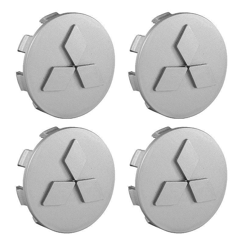 Kit Calotinha Centro De Roda Mitsubishi L200 Tr4 Prata 55mm
