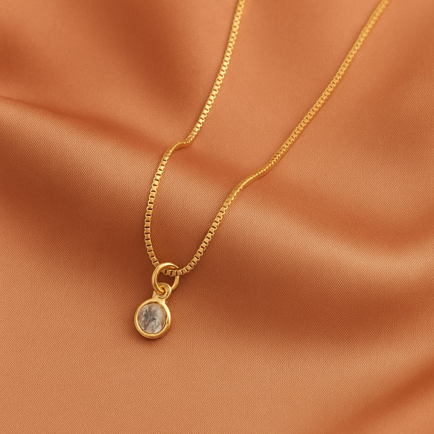 Colar Dourado com Pingente de Zircônia Transparente Corrente Veneziana Feminina Folheada a Ouro 18K