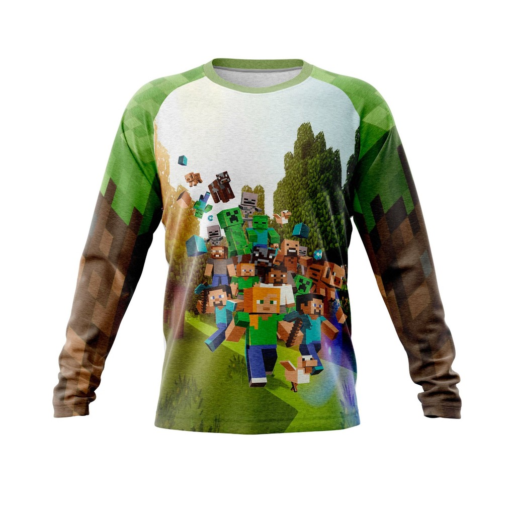 Segunda Pele Infantil Estampada Minecraft Com Proteção Solar