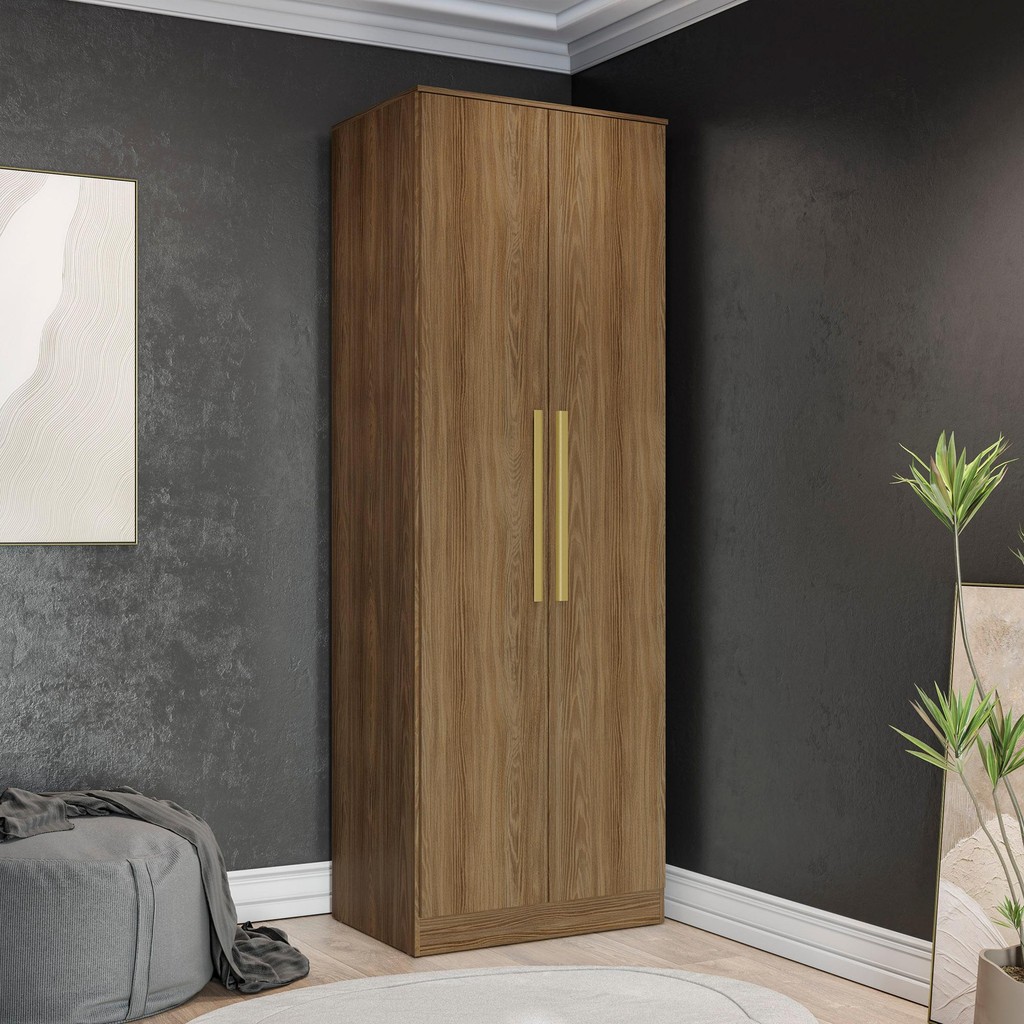 Guarda-Roupa 2 Portas 2 Cabideiros Kappesberg Adapt Nogueira 80cm em Oferta na Shopee