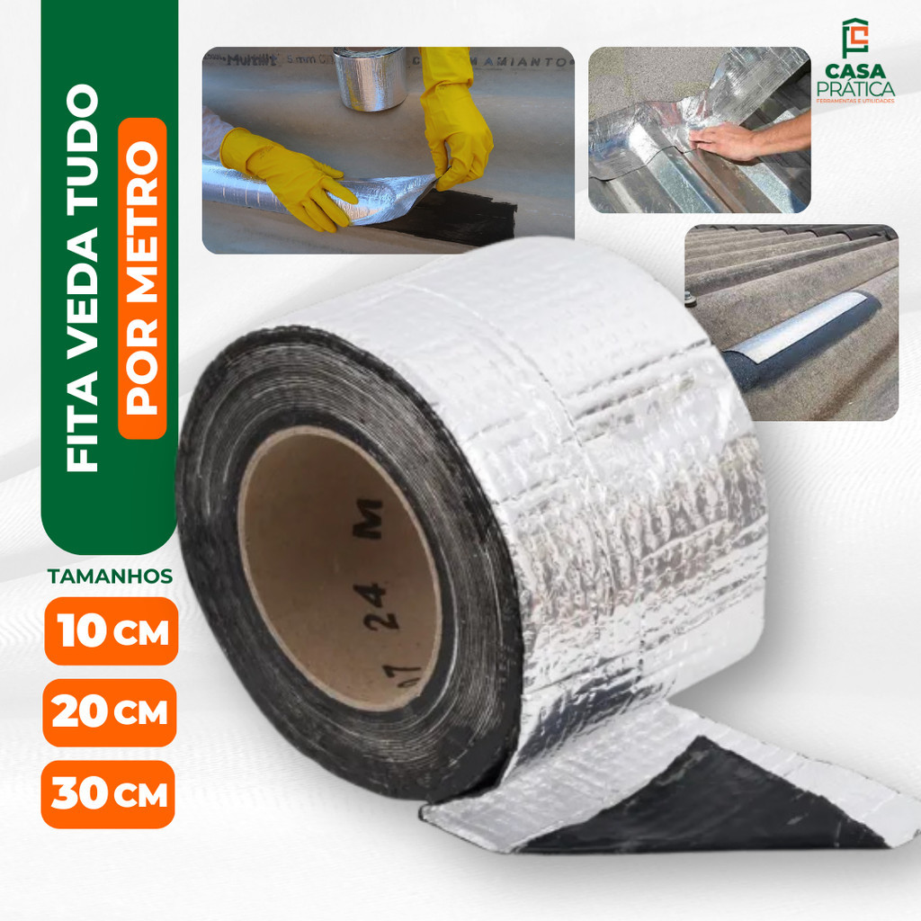 Fita Manta Asfaltica Adesiva Aluminio Veda Tudo P/ Telhado Calha Laje Goteira Reparo Escolha Medida em Oferta na Shopee