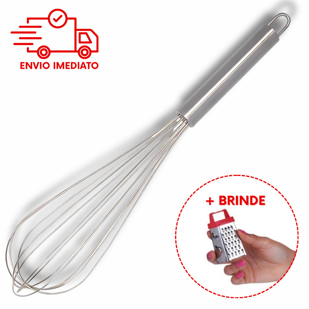 Batedor De Claras Ovos Fue Profissional Fouet Para Massas em Neve Cabo Reforcado 30cm Inox Qualidade