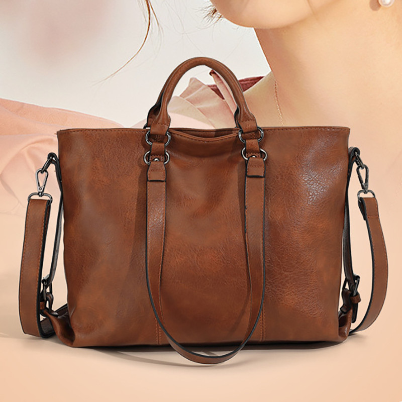 Bolsa Feminina Sacola Espaçosa Bolsa Tote Feminina Grande De Couro Pu Bolsa De Mão De Qualidade Couro De Alto Padrão
