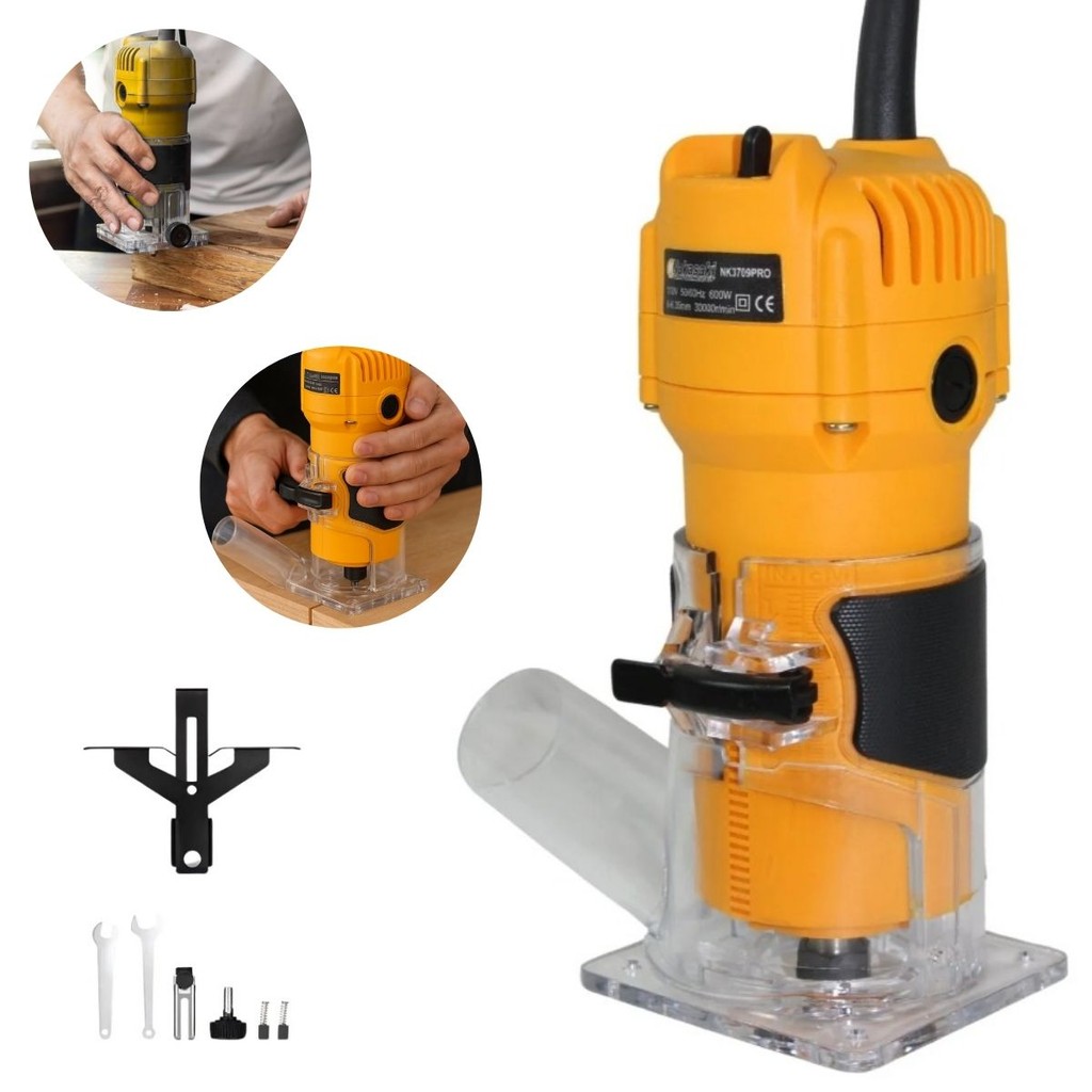 Tupia Manual Laminadora Elétrica Profissional 600W 6mm Com Coletor De Pó + 7 Peças ENVIO IMEDIATO