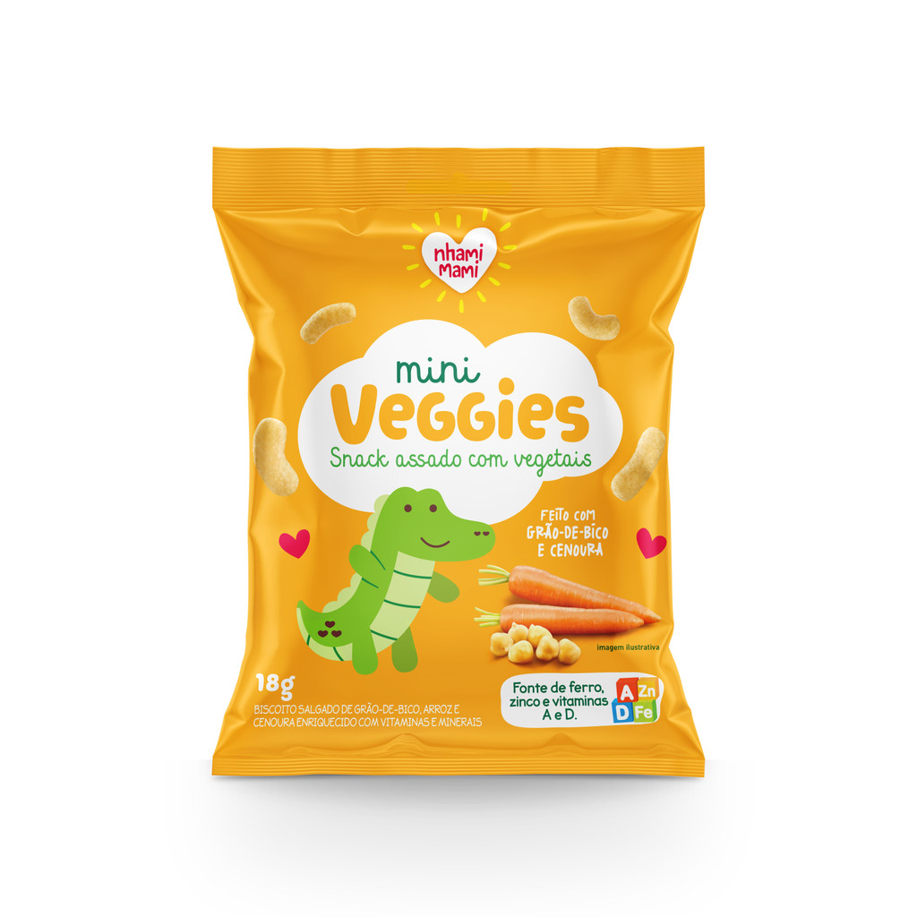 Kit 6un Mini Veggie Snack Integral Grão de Bico Cenoura 18g