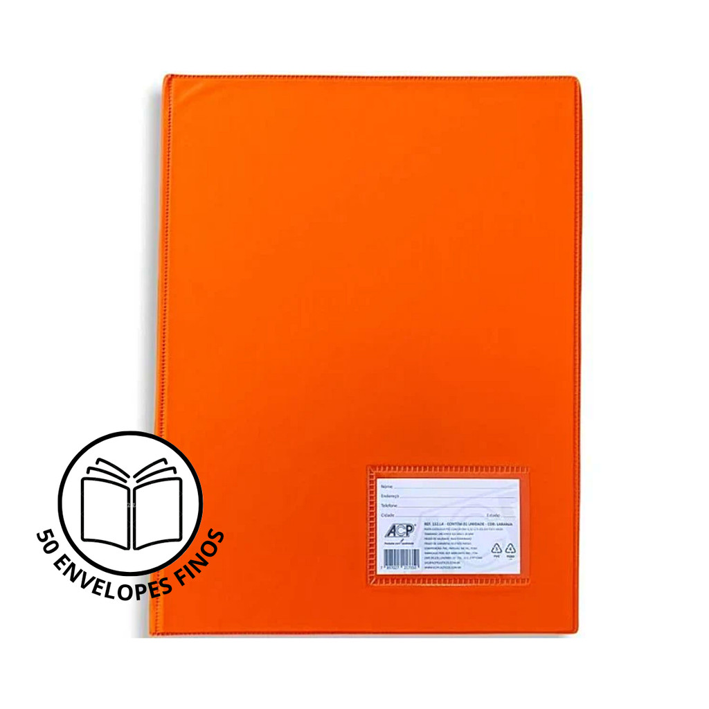 Pasta Catálogo com 50 Plásticos Finos Laranja - ACP em Oferta na Shopee