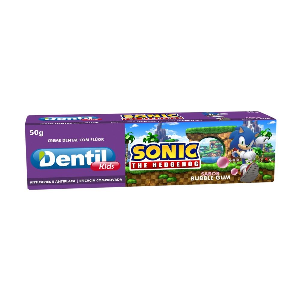 Creme Dental Dentil Kids Sonic The Hedgehog Sabor Bubble Gum 50g