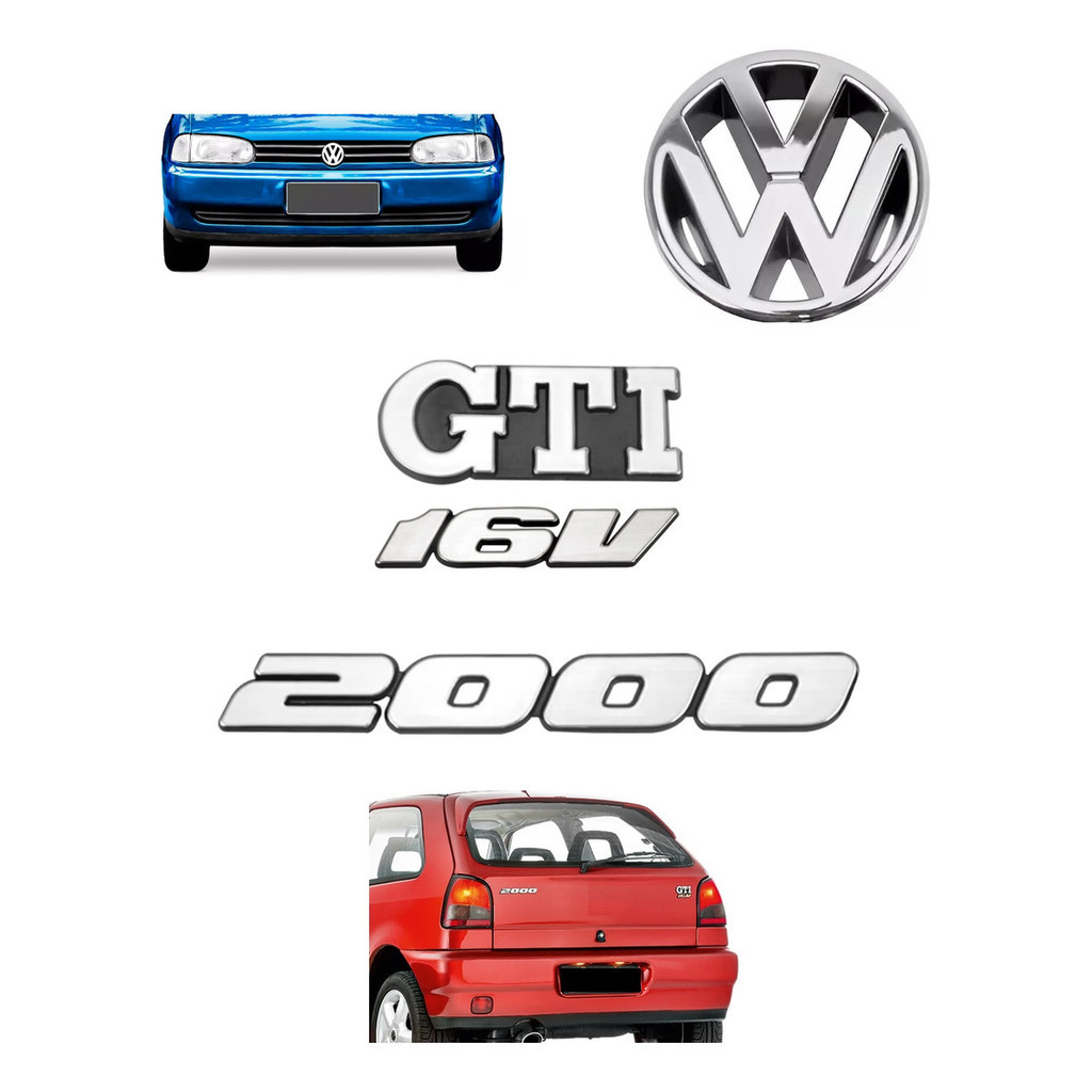 Emblemas Gti 16v 2000 + Vw Grade - Gol Bola G2
