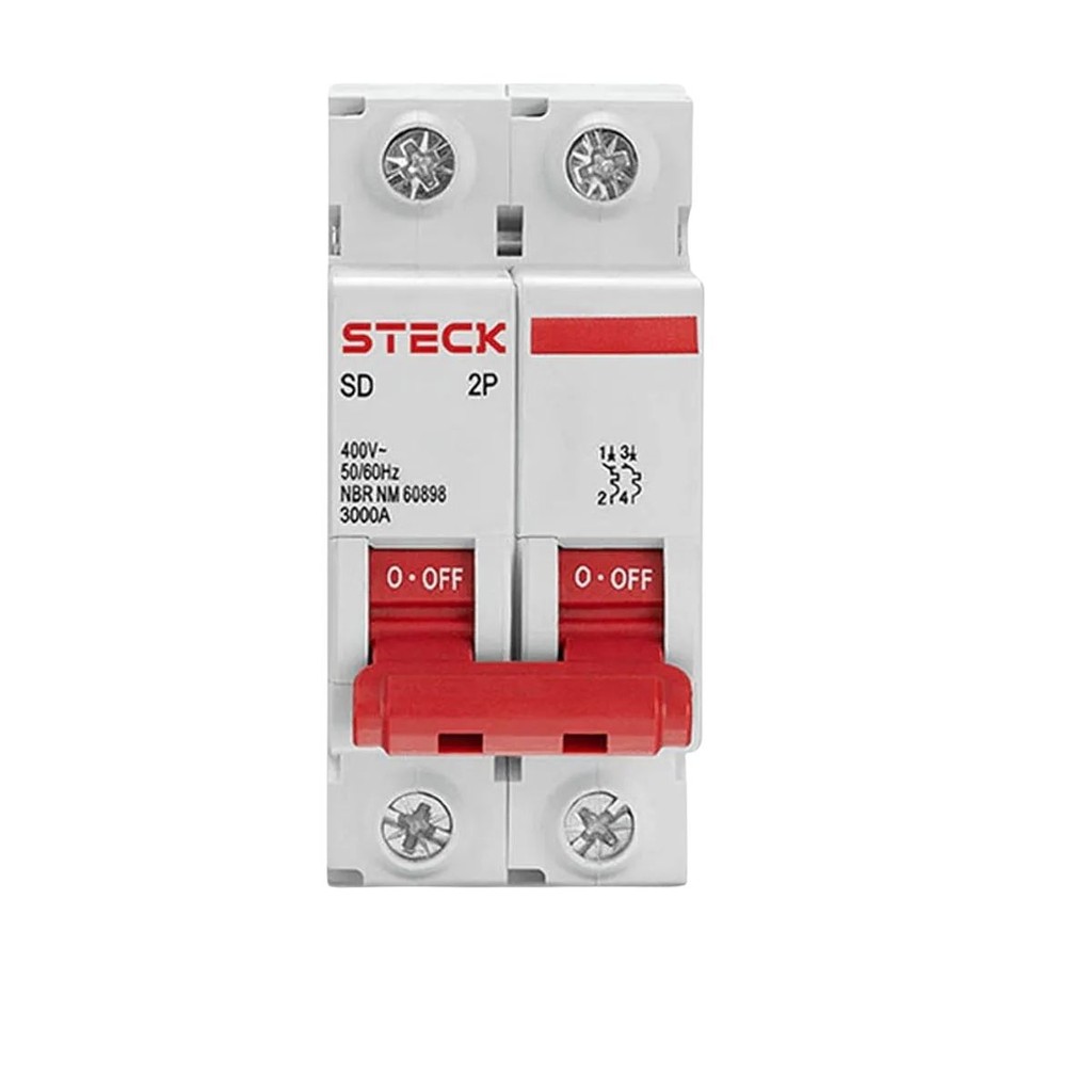 Disjuntor Mini Din Bipolar 6A Curva C SDD62C06 Steck