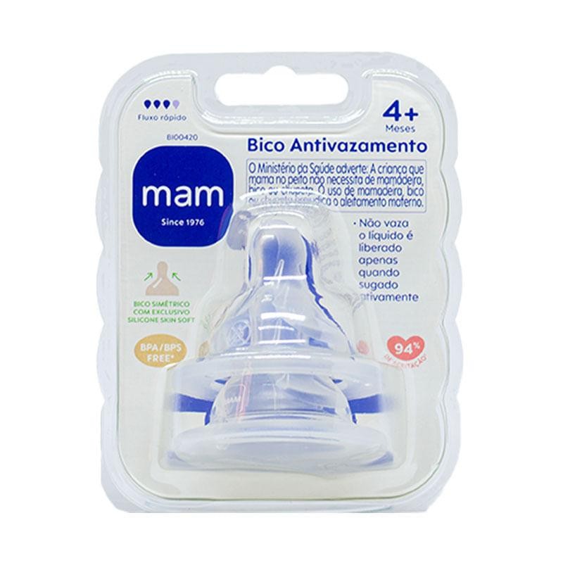 Bico de Mamadeira Mam Antivazamento Fluxo Rapido 4+ Meses 2 Unidades em Oferta na Shopee