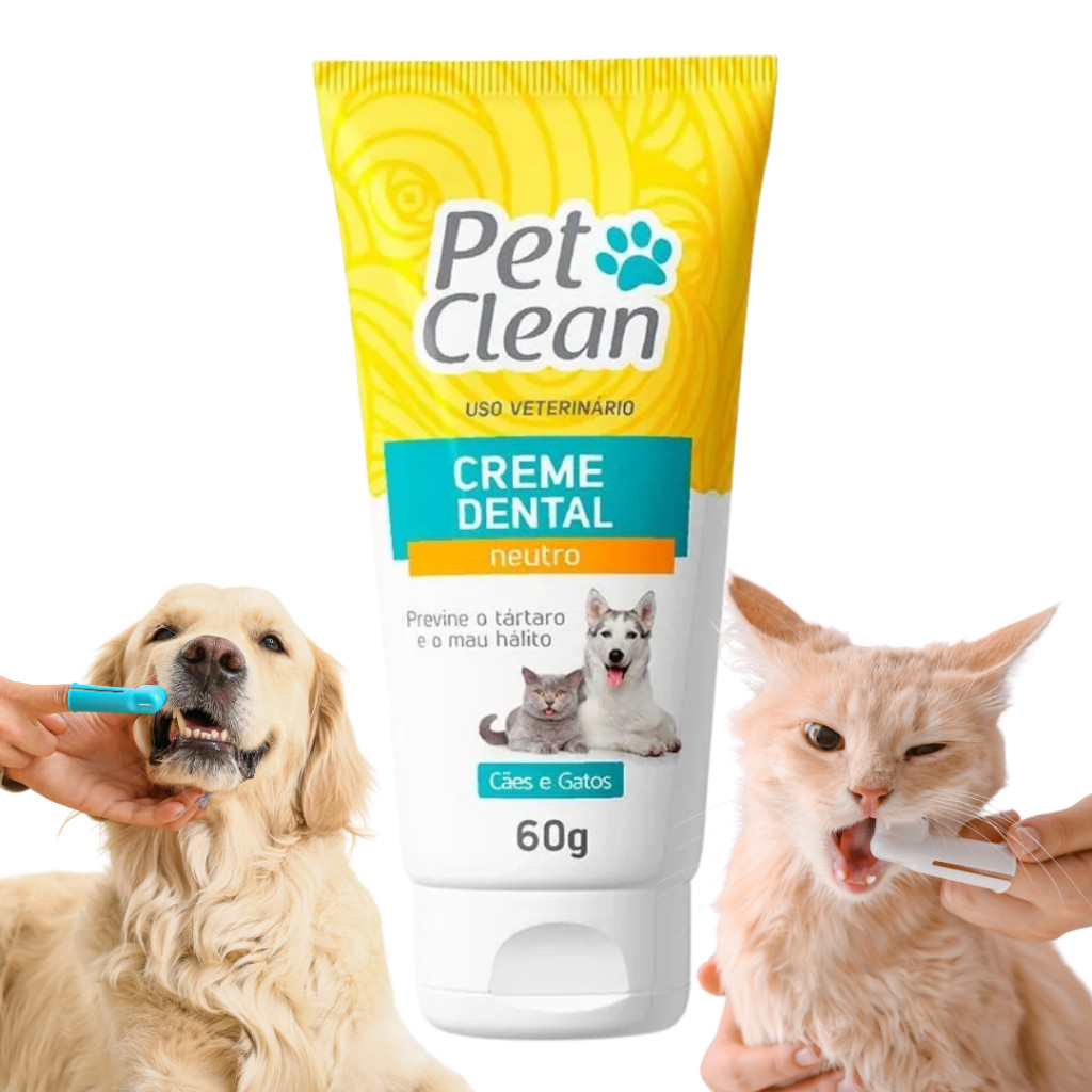 Creme dental Pet Clean Para Caes E Gatos 60gr - Sabor Neutro