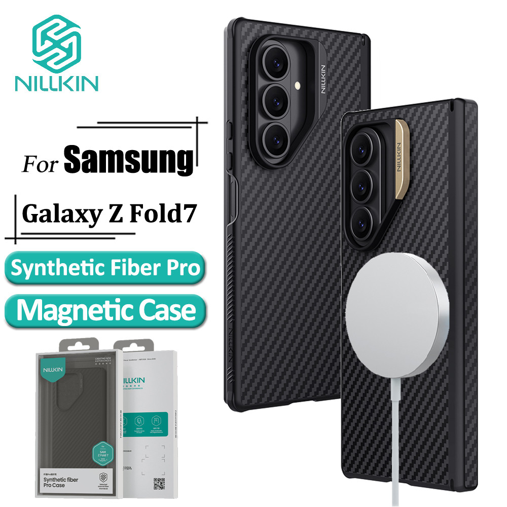 Nillkin Capa Magnética De Fibra Sintética Para Samsung Galaxy Z Fold7/Fold 7 Protetora De Lente De Carbono em Oferta na Shopee