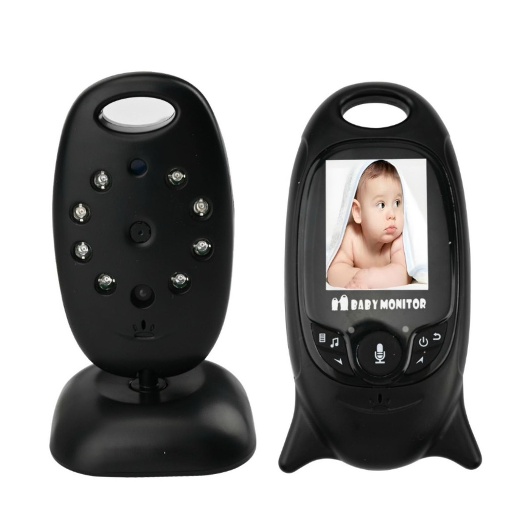 Baba eletronica sem fio digital com visão noturna preta