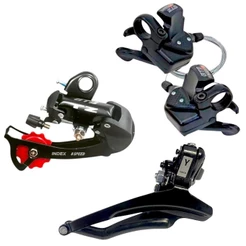kit cambio traseiro gts 8v + dianteiro over cima + passador rapidfire bike bicicleta aro 26 e 29