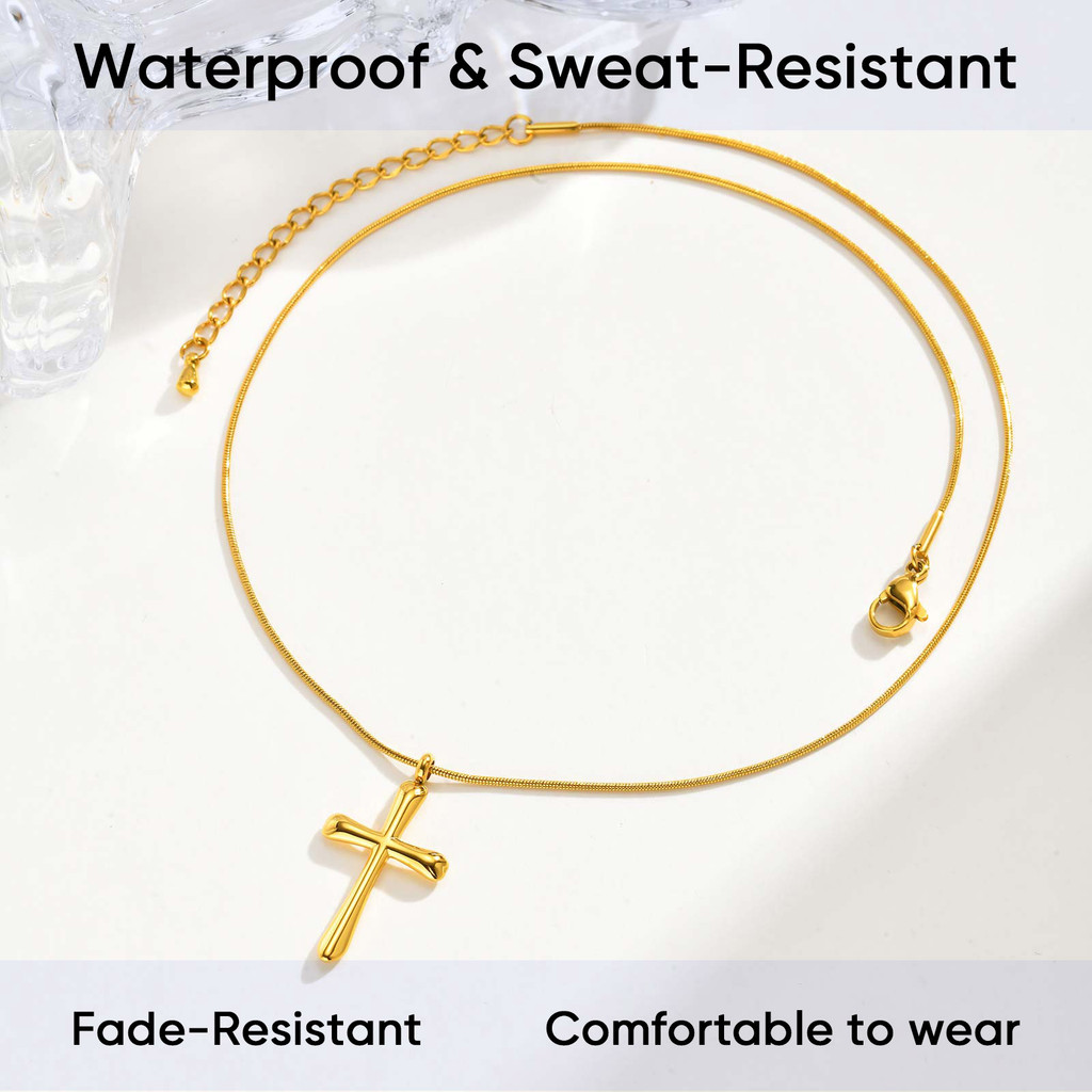 Vnox Jesus Cruz Colar Para Mulheres Menina, Aço Inoxidável E Não Manchado Delicado De Fé Cristã Joias · foto 2