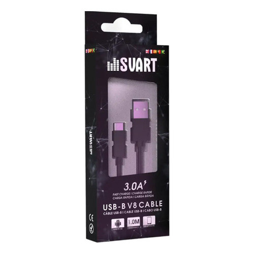 Imagem Cabo Turbo 3.0a 1 Metro Micro-usb V8 Carregar Celular Dados Cor Preto