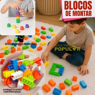 Brinquedo Infantil Blocos De Montar, 100 Peças E 50 Peças, Bloquinhos de montar Educativo