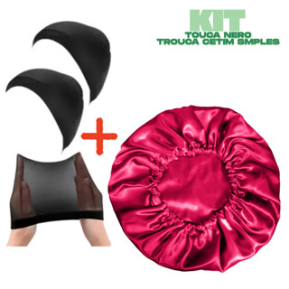 Kit 2 Touca De Nero + 1 Touca De Cetim SImples  Antifrizz em Oferta na Shopee