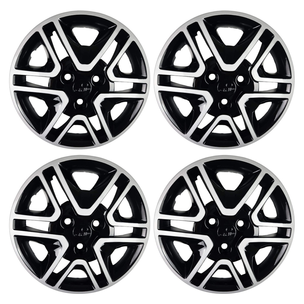 Calota Aro 14" cor Preto/Prata Modelo Kwid Intense 2018/20 Jogo c/ 4 Calotas Grid - 877CP-PBP-E