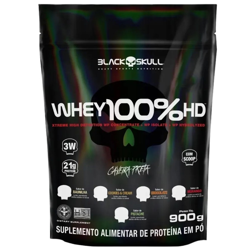 Whey 100% HD Refil 900g Blackskull Pistache em Oferta na Shopee