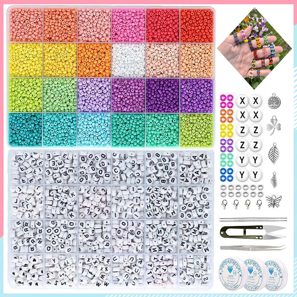 Kit Miçangas Para Pulseiras Coloridas Conjunto Infantil Maleta Completa 13200 Pçs para montar bijuterias pulseiras colar