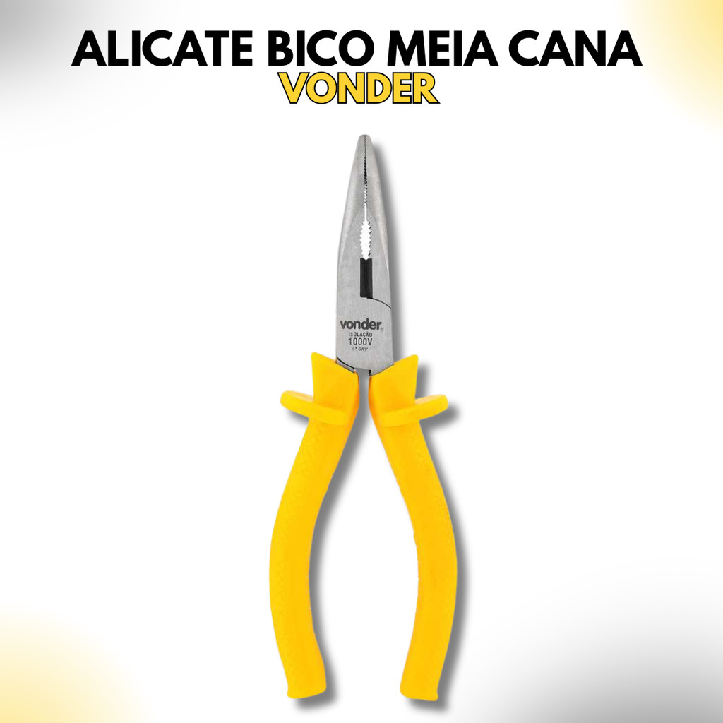 Alicate Bico Meia Cana Curvo 6" Isolado 1.000 V – Vonder