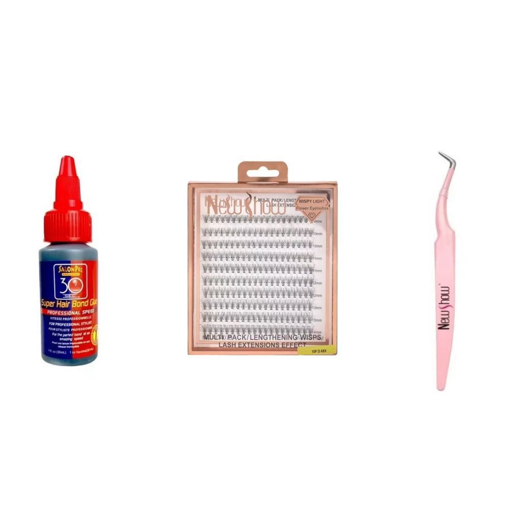 New Show 1 Super Cola 30ml Salon Pro +1 Pinça+1 Cartela De Cilios Tufos-12P/20P/30P/40P-0.10-9-14MIX em Oferta na Shopee