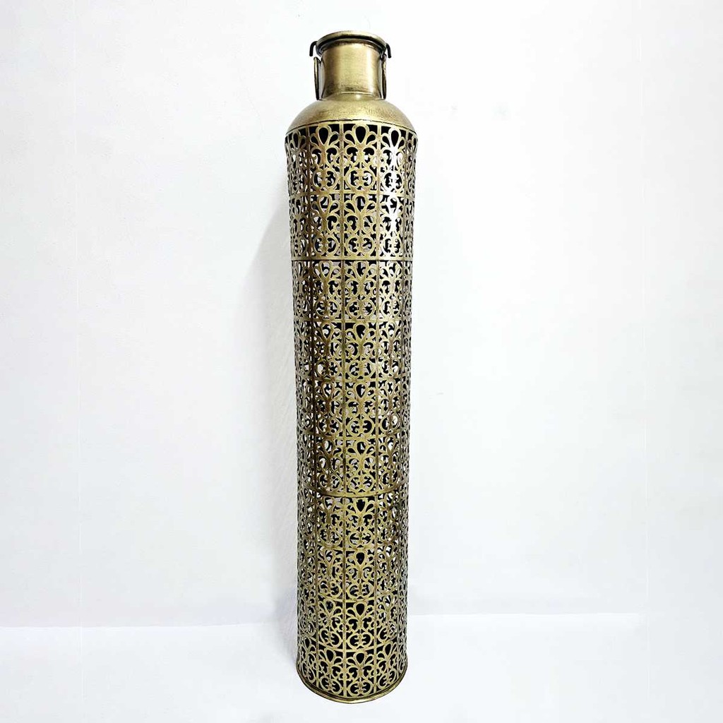 Vaso Lamparina Indiano de Ferro Dourado 104 cm de Altura
