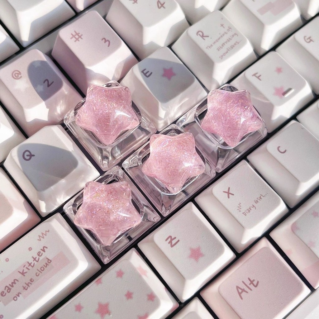 Personalizado Transparente Estrela Glitter Keycap Bonito WASD Direção Chave Cruz Teclado Mecânico
