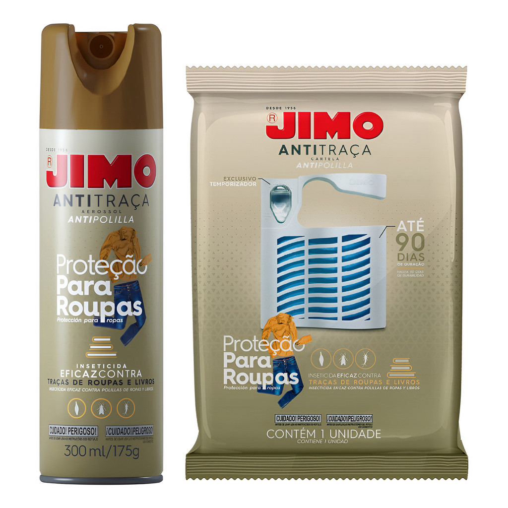Kit Jimo Anti-traça Spray 300ml + 1 Cartela Antitraça 90 dias em Oferta na Shopee