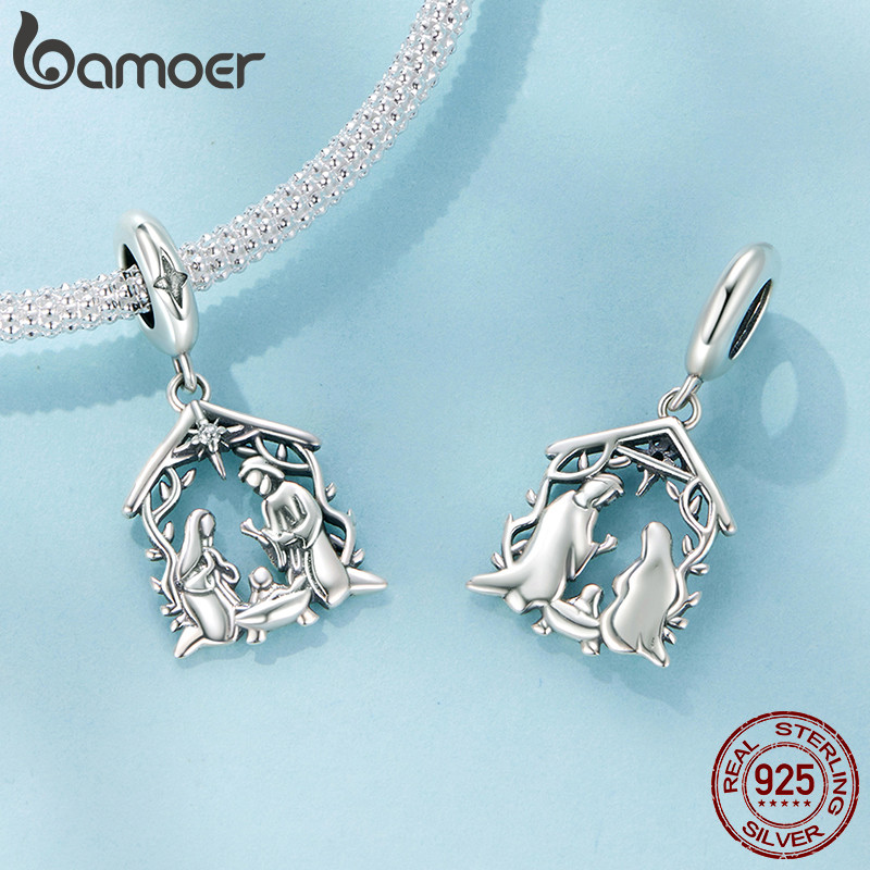 Bamoer 925 Prata Esterlina Charme Natividade De Jesus Pingente DIY Para Pulseira Presentes Mulheres