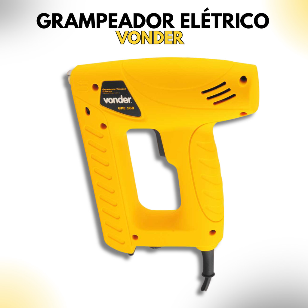 Grampeador Pinador Elétrico GPE 168 127V Vonder Estofarias Marcenarias Madeiras Macias
