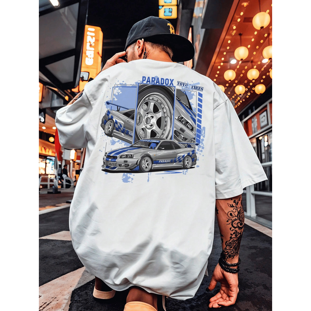 Camiseta Oversized Streetwear Carro Esportivo Skyline Paradox 100% Algodão