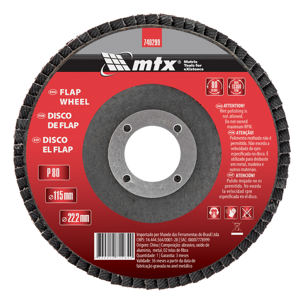 DISCO FLAP, GRAO 80, 115 X 22,2 MM, 1PC // MTX