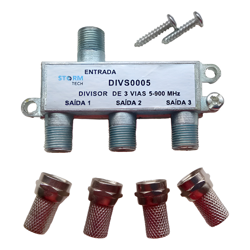 Divisor Antena Vhf Uhf 1 Ent E 3 Saída 5 A 900mhz + Conector